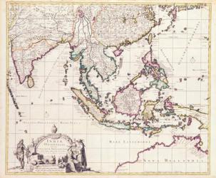 Map of India and the East Indies (hand-coloured engraving) | Obraz na stenu