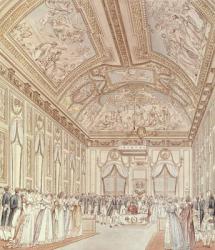 The Civil Ceremony of the Marriage of Napoleon Bonaparte (1769-1821) and Marie-Louise (1791-1847) in the Great Hall of the Chateau de Saint-Cloud, 1st April 1810 (coloured engraving) | Obraz na stenu