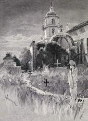 Graveyard and mission, San Luis Rey de Francia, California, from 'The Century Illustrated Monthly Magazine', May to October, 1883 (engraving) | Obraz na stenu