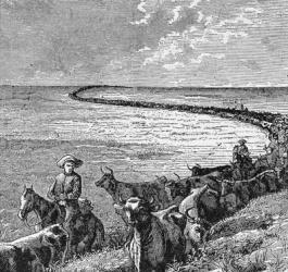 A Trail in the Great Plains, illustration from 'Harper's Weekly', 1874, from 'The Pageant of America, Vol.3', by Ralph Henry Gabriel, 1926 (engraving) | Obraz na stenu