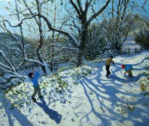 Snowball fight, Derbyshire (oil on canvas) | Obraz na stenu