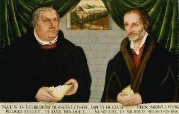 Double Portrait of Martin Luther (1483-1546) and Philip Melanchthon (1497-1560) (oil on panel) | Obraz na stenu