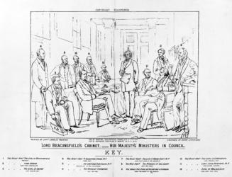 Lord Beaconsfield's Cabinet 1874 - Her Majesty's Ministers in Council, print made by Henry Lemon, 1880 (engraving) | Obraz na stenu