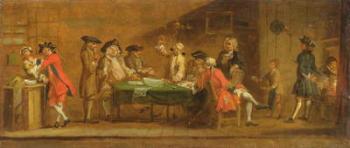 Figures in a Tavern or Coffee House, 1720s (oil on panel) | Obraz na stenu