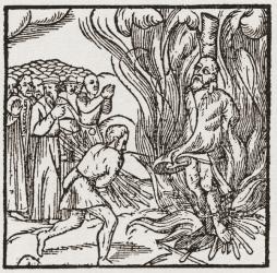 A heretic being burnt at the stake during the Tudor period in England. From a contemporary print. | Obraz na stenu