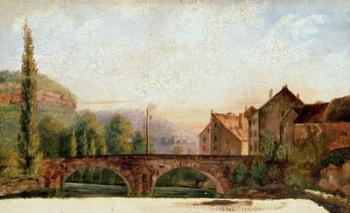 The Pont de Nahin at Ornans, c.1837 (oil on canvas) | Obraz na stenu