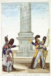 'Oh how proud one is to be French when you look at this column', caricature of soldiers at the Colonne Vendome, 1818 (coloured engraving) | Obraz na stenu