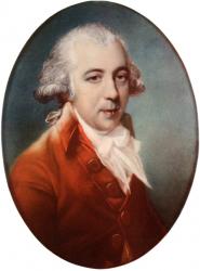 Richard Brinsley Butler Sheridan, 1751  1816. Irish playwright, poet and long-term owner of the London Theatre Royal, Drury Lane, London, England. After the Pastel by John Russell, 1788. From Impressions of English Literature, published 1944. | Obraz na stenu