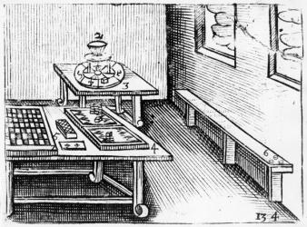 Board games from 'Orbis Sensualium Pictus', 1658 (woodcut) | Obraz na stenu
