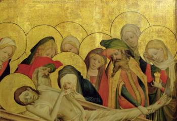 The Entombment, panel from the St. Thomas Altar from St. John's Church, Hamburg, begun in 1424 (tempera & oil on panel) (detail of 144552) | Obraz na stenu