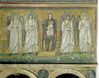 Madonna and Child enthroned and flanked by angels (mosaic) | Obraz na stenu