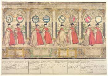 Imaginary Composite Procession of the Order of the Garter at Windsor, engraved by Marcus Gheeraerts the Elder 1576 (coloured etching) | Obraz na stenu