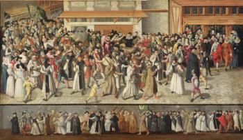 Procession of the Holy League on the Ile de la Cite (oil on canvas) | Obraz na stenu