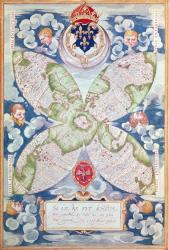 Fol.7v Map of the North Pole, from 'Cosmographie Universelle', 1555 (w/c on paper) | Obraz na stenu