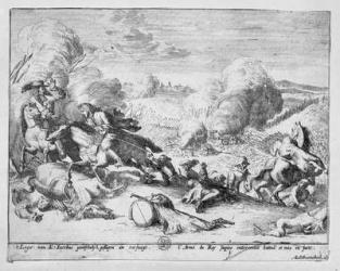 King James's troops are defeated at the Battle of the Boyne and flee, 1690 (etching) | Obraz na stenu