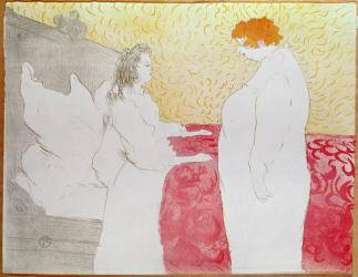 Woman in Bed, Profile - Waking Up, 1896 (crayon, brush and spatter lithograph, printed in four colours) (see also 162032) | Obraz na stenu