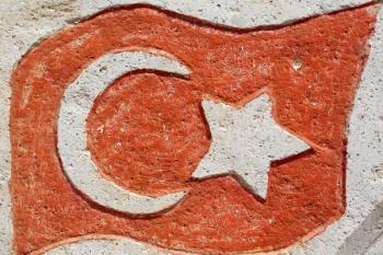 Turkish flag moulded in cement. | Obraz na stenu