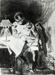 Napoleon studying his maps by lamplight, c.1800 (india ink) | Obraz na stenu