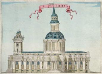 St. Paul's Cathedral, from 'A Book of the Prospects of the Remarkable Places in and about the City of London', c.1700 (engraving) | Obraz na stenu