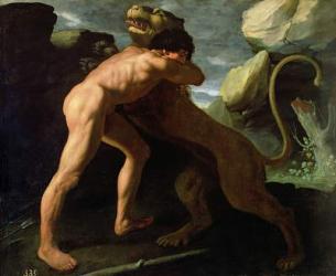 Hercules Fighting with the Nemean Lion (oil on canvas) | Obraz na stenu