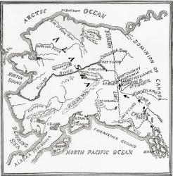 Map of the Klondike Gold Diggings and vicinity, Alaska, North America, 1898 - 1899. From The History of Our Country, published 1900 | Obraz na stenu
