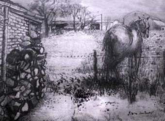 Horse Resting his Leg,2000, (ink on wet ingres paper) | Obraz na stenu