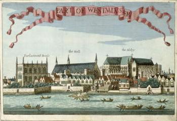 Westminster showing the Abbey, Hall and Parliament House, from 'A Book of the Prospects of the Remarkable Places in and about the City of London', c.1700 (engraving) | Obraz na stenu