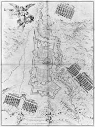 Plan and map of the town and citadel of Mont-Louis (pencil on paper) (b/w photo) | Obraz na stenu