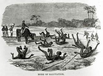 Mode of Salutation, illustration from 'Great African Travellers, from Mungo Park to Livingstone and Stanley', a novel by William H.G. Kingstone, first published in 1874 (engraving) | Obraz na stenu