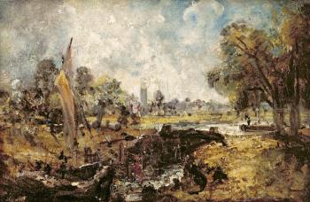 Dedham Lock, c.1820 (oil on canvas laid down on panel) | Obraz na stenu