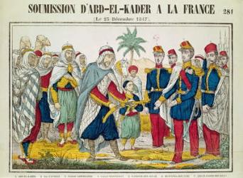 Submission of Abd el-Kader (1808-83) to Henri d'Orleans (1822-97) Duke of Aumale, 23rd December 1847 (coloured engraving) | Obraz na stenu