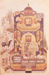 Khusrau in front of the Palace of Shirin, from 'Khusrau and Shirin' by Elyas Nezami (1140-1209) 1504 (gouache on paper) | Obraz na stenu