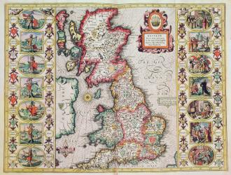 Britain As It Was Devided In The Tyme of the Englishe Saxons especially during their Heptarchy (hand coloured copper engraving) | Obraz na stenu