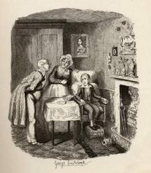 Oliver recovering from the fever, from 'The Adventures of Oliver Twist' by Charles Dickens (1812-70) 1838, published by Chapman & Hall, 1901 (engraving) | Obraz na stenu
