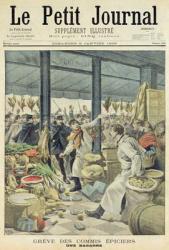 Strike of the grocers, a brawl, title page from 'Le Petit Journal', 8 January 1899 (colour engraving) | Obraz na stenu