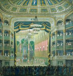 View of the Stage of the Paris Opera, Rue Richelieu, Paris (oil on canvas) | Obraz na stenu