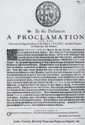 A Proclamation by the Parliament for the Discovery and Apprehending of Charles Stuart and other Traitors, Abdherents and Abettors, published 1651 (b/w photo) | Obraz na stenu