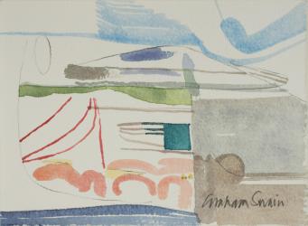 Country landscape XIII, 2014 (watercolour and oil pastel on paper) | Obraz na stenu