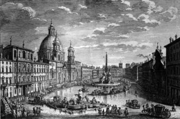 View of the Piazza Navona during the Ferragosto holiday, 1752 (etching) | Obraz na stenu