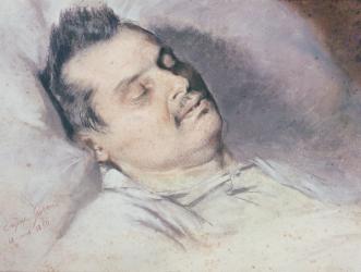 Honore de Balzac (1799-1850) on his Deathbed, 15th August 1850 (pastel & chalk on paper) | Obraz na stenu