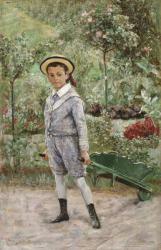 Boy with a Wheelbarrow, 1880 (oil on wood) | Obraz na stenu