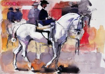 Side-saddle at the Feria de Sevilla, 1998 (mixed media on paper) | Obraz na stenu