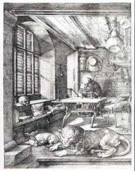 St. Jerome in his Study, 1514 (engraving) (b/w photo) | Obraz na stenu