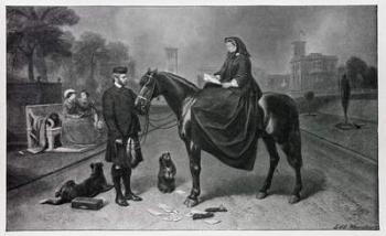Queen Victoria at Osborne, after the painting of 1865 (engraving) | Obraz na stenu