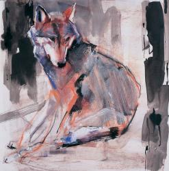 Sitting Wolf, 2000 (mixed media on paper) | Obraz na stenu