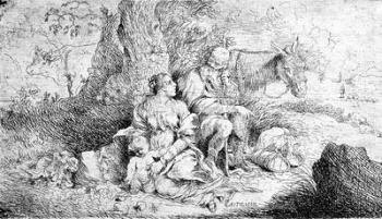 The Rest on the Flight into Egypt, etched by Antonio Travi (etching) | Obraz na stenu
