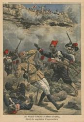Ambush at Abir-Taouil, death of Captain Fiegenschuh, illustration from 'Le Petit Journal', supplement illustre, 6th March 1910 (colour litho) | Obraz na stenu