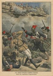 Ambush at Abir-Taouil, death of Captain Fiegenschuh, illustration from 'Le Petit Journal', supplement illustre, 6th March 1910 (colour litho) | Obraz na stenu