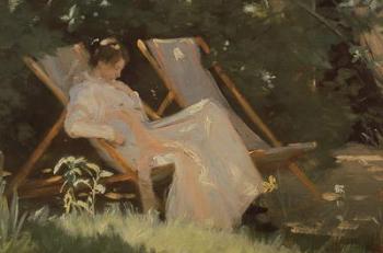 The artist's wife sitting in a garden chair at Skagen, 1893 | Obraz na stenu