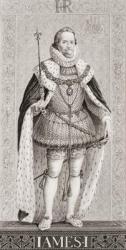 James I (1566-1625) from 'Illustrations of English and Scottish History' Volume I (engraving) | Obraz na stenu